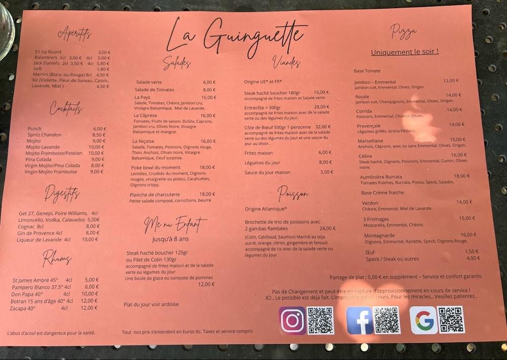 La Guinguette - Menu Image 1